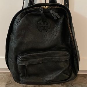 Black Leather Tory Burch Backpack